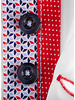 XOOS Men's white double chest buttons dress shirt red patterned lining