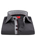 XOOS Men's gray charcoal double chest buttons dress shirt with white patterned lining