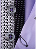XOOS Men's lavander double chest buttons dress shirt with gray patterned lining