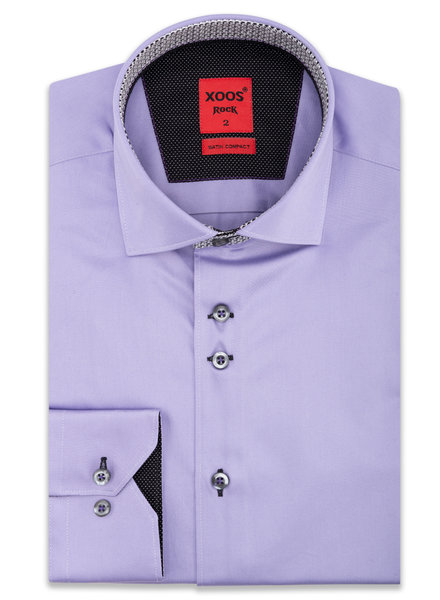 XOOS Men's lavander double chest buttons dress shirt with gray patterned lining