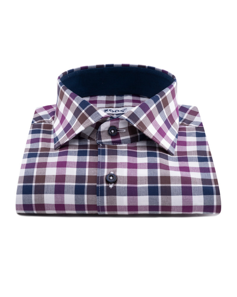 XOOS Mauve countryside checkered men's fitted shirt