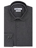 XOOS Men's black dress shirt with white polka dots and white collar braid (Double twisted)