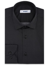 XOOS Men's black dress shirt with white patterns
