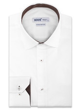XOOS Men's white dress shirt and copper woven lining (Double Twisted)