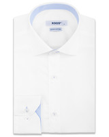 XOOS Men's white dress shirt and light blue woven lining (Double Twisted)