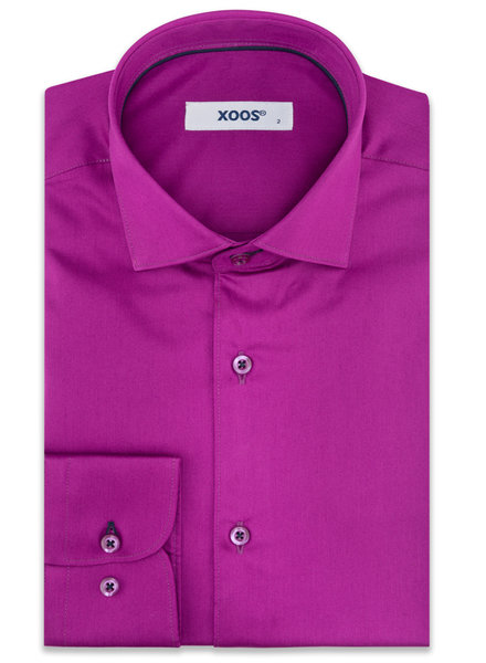 XOOS Men's blackcurrant dress shirt navy collar braid
