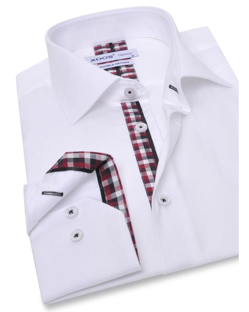 XOOS CLASSIC-FIT white dress shirt scottish clan lining