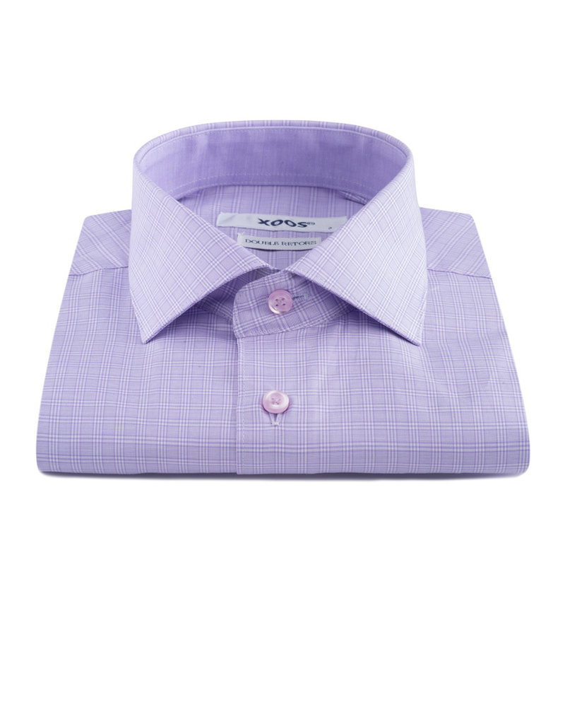 XOOS Lavander  checkered men's fitted shirt (Double twisted)