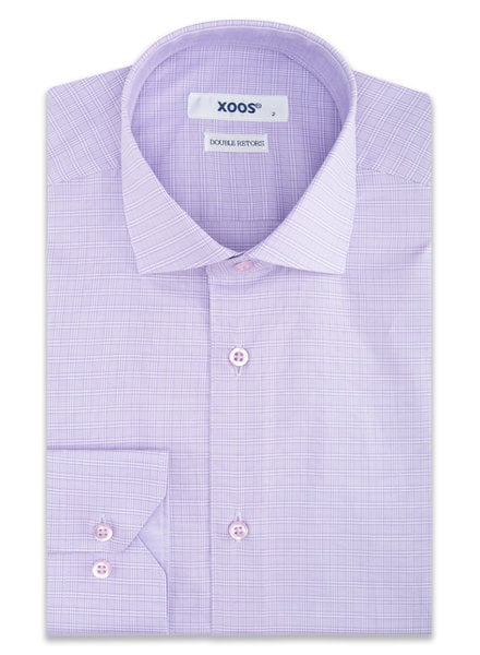 XOOS Lavander checkered men's fitted shirt (Double twisted)