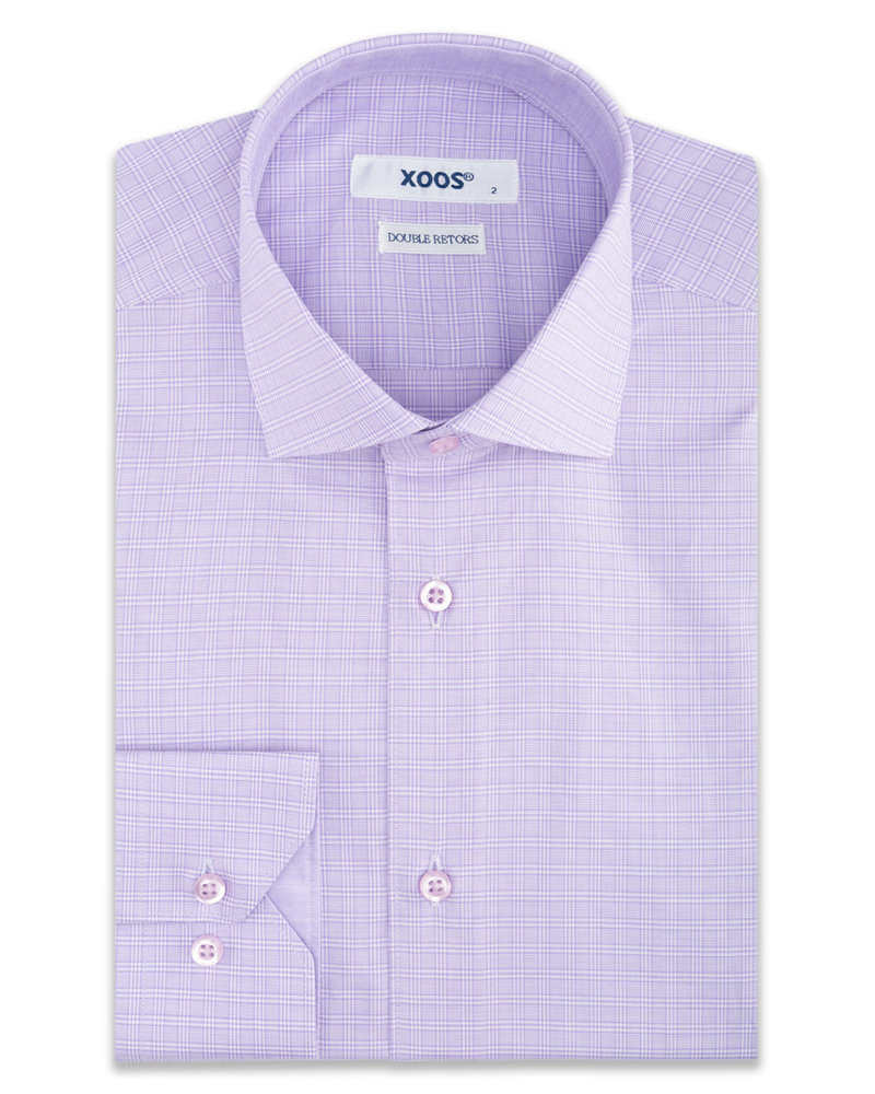 XOOS Lavander  checkered men's fitted shirt (Double twisted)