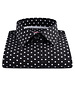 XOOS Chemisier femme noir à pois galon blanc