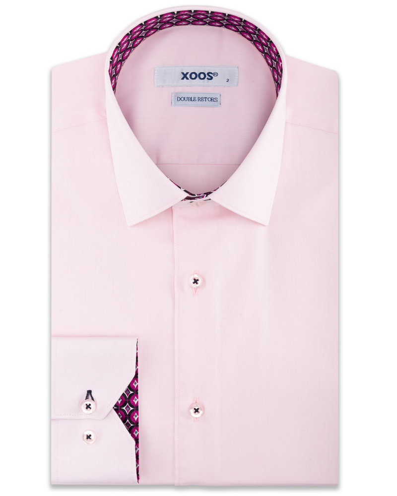 XOOS Men's pink dress shirt and Redcurrant vinyl lining (Double Twisted)