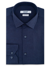 XOOS Men's navy woven cotton dress shirt red braid (Double Twisted)