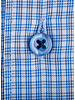 XOOS Men's light blue woven checks fitted dress shirt with navy lining (Double Twisted)