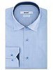 XOOS Men's light blue woven checks fitted dress shirt with navy lining (Double Twisted)