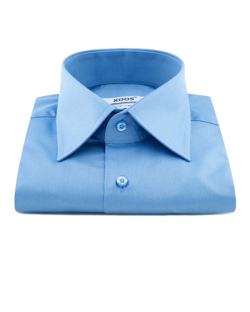 XOOS Men's blue de ville collar dress shirt (Sateen cotton)