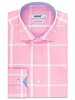 XOOS Chemise homme rose pâle à carreaux fenêtre doublure chambray (Double Retors)