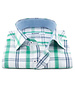 XOOS Men's fitted dress shirt with green checks chambray lining (Double Twisted)