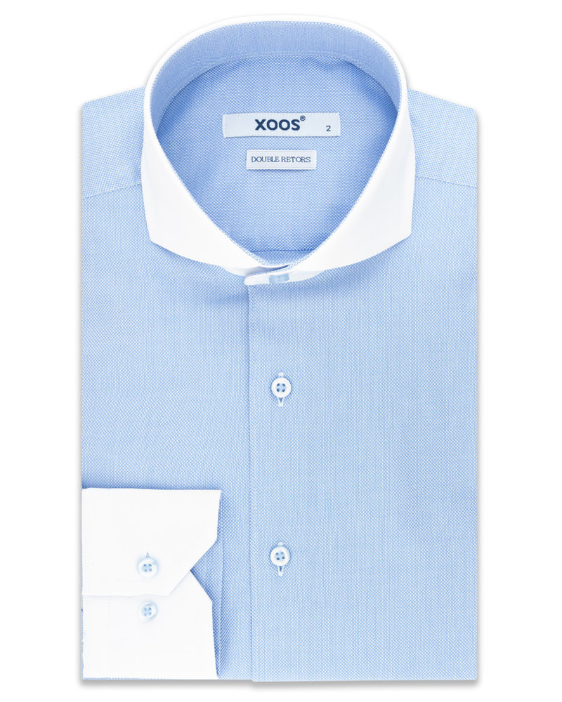 XOOS Blue Full Spread collar financial dress shirt (Double Twisted)