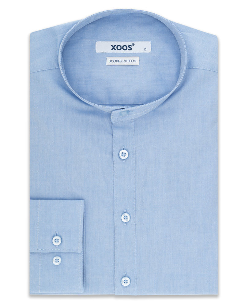 XOOS Men's officer collar blue pin-point shirt (Double Twisted)