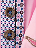 XOOS Men's pink double chest buttons dress shirt with navy patterned lining - Copy