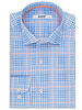 XOOS Men's light blue Prince of Wales checks fitted dress shirt with Orange braid