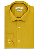 XOOS Men's Yellow Mustard dress shirt and navy lining (Double Twisted woven cotton)