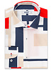 XOOS Men's navy-red-beige patchwork shirt