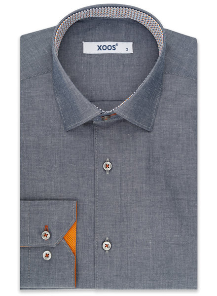 XOOS Men's gray dress shirt and printed patterned lining