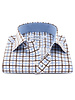 XOOS Men's blue and brown checks fitted dress shirt (Double Twisted)