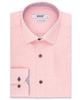 XOOS Men's pink dress shirt and printed lining and brown buttons (Double Twisted)