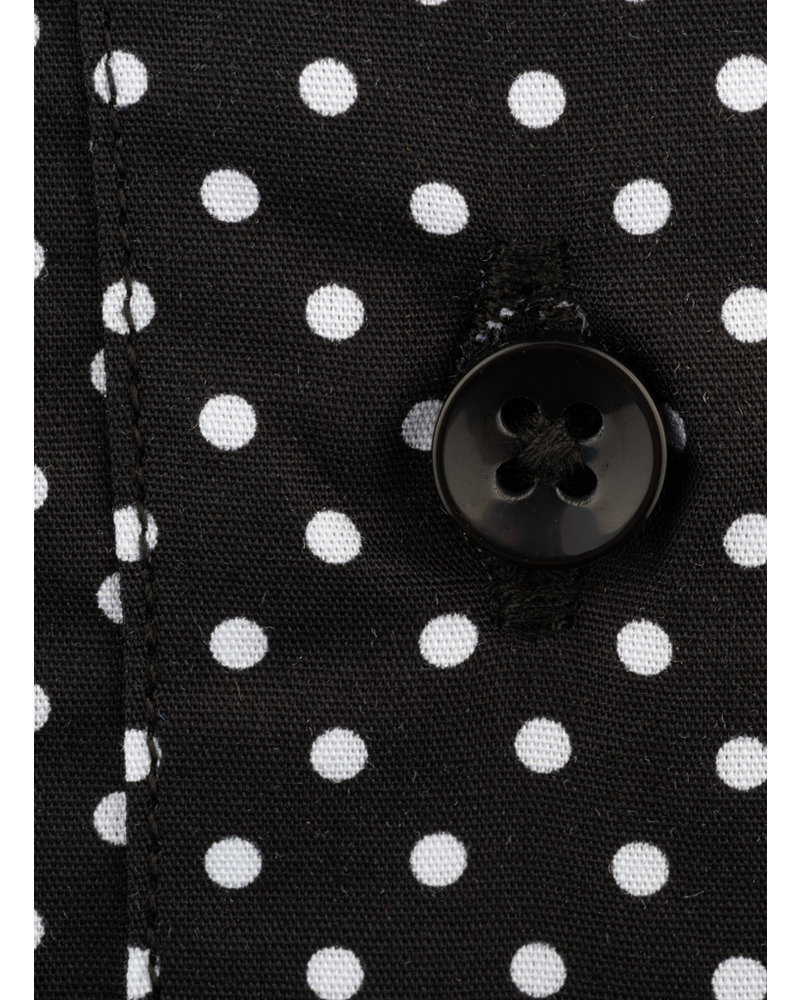 XOOS WOMEN'S black polka dots dress shirt soft collar
