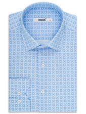 XOOS Men's light blue circle and cross prints dress shirt