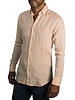 XOOS Men's fitted beige linen shirt with pink brown