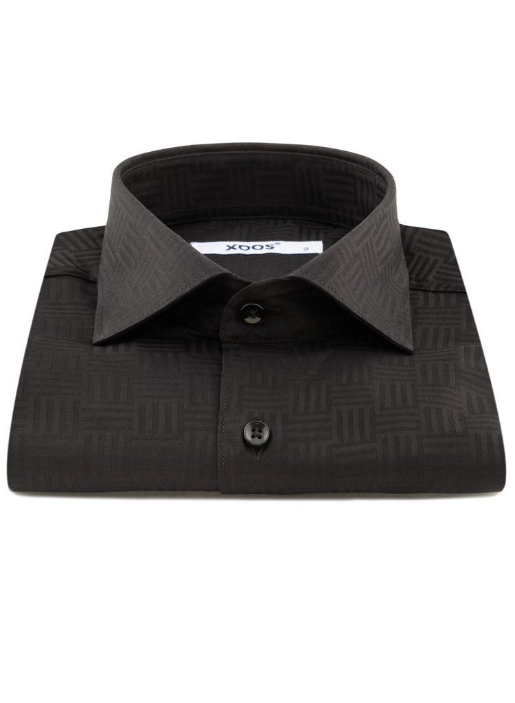 Men's black dress shirt tone on tone geometrical pattern (Double Twist ...