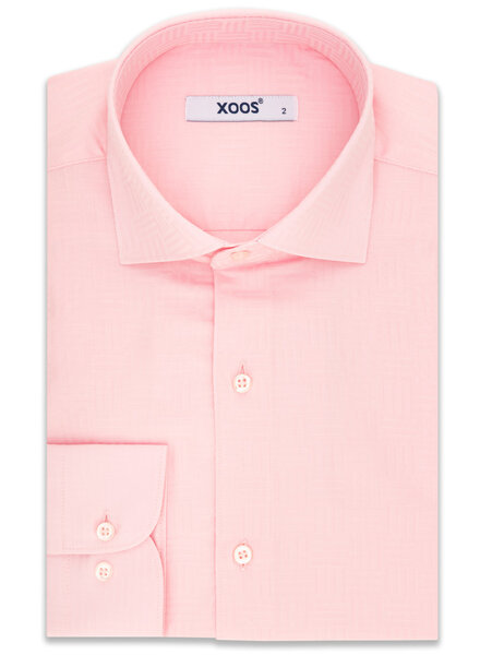 XOOS Men's pink dress shirt tone on tone geometrical pattern (Double Twisted)