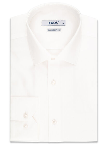 XOOS Men's white Twill dress shirt (Double Twisted)