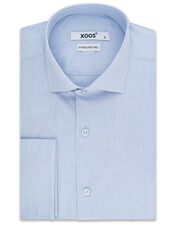 XOOS Chemise homme ciel en coton tissé et poignets mousquetaire (Double Retors)