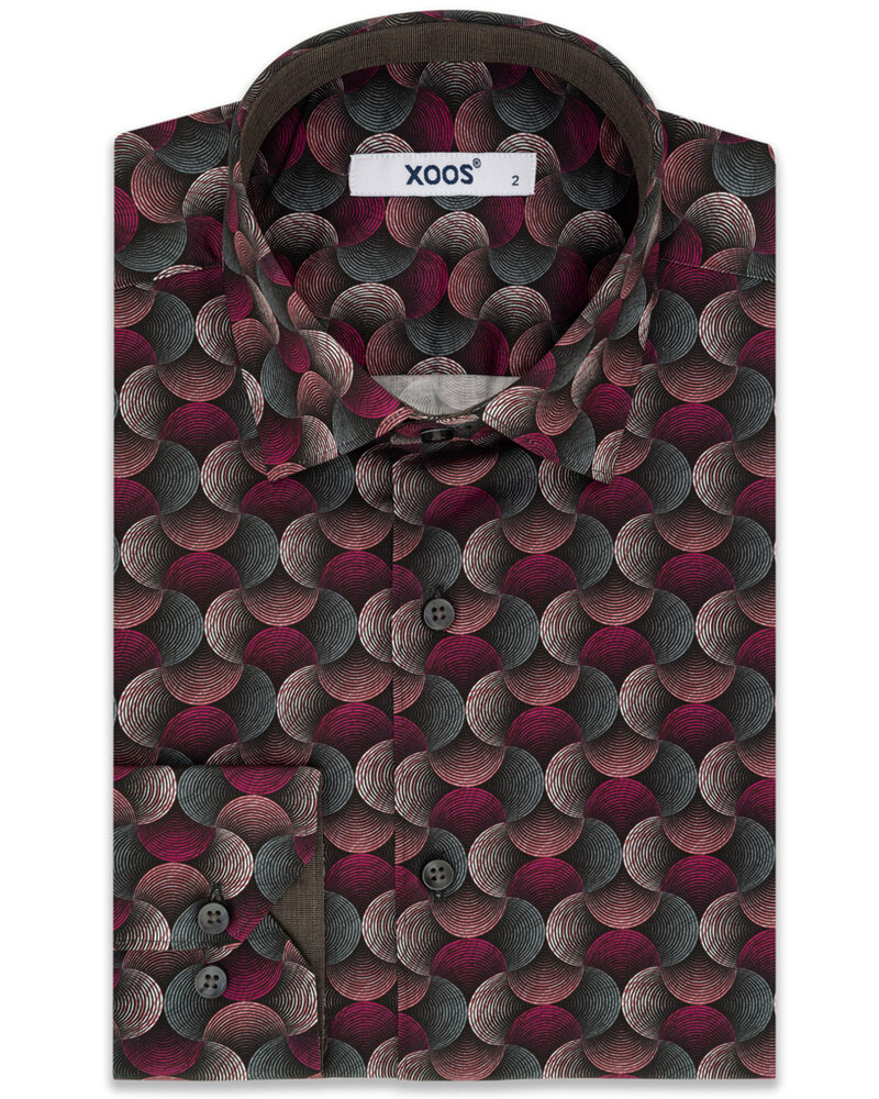 XOOS Chemise homme à imprimé hologramme seventies gris et rouge