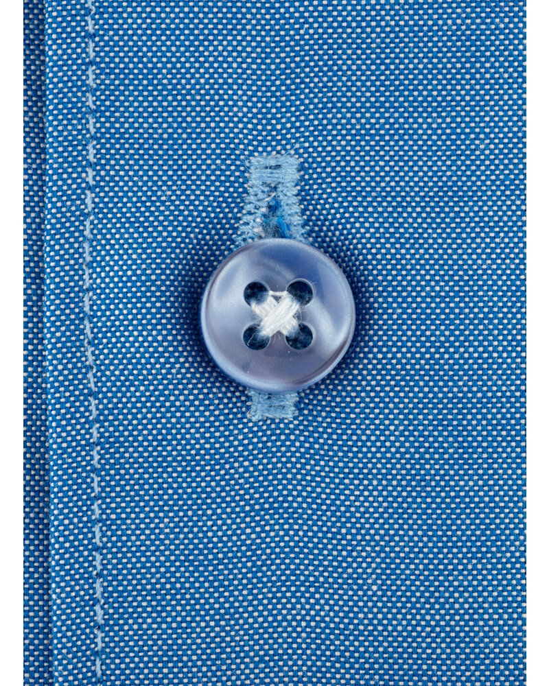 XOOS Chemise homme en pinpoint bleu doublure ciel à micro pois blancs (Double Retors)