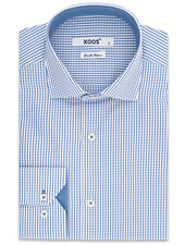 XOOS Men's blue checkered shirt with blue lining (Double Twisted)
