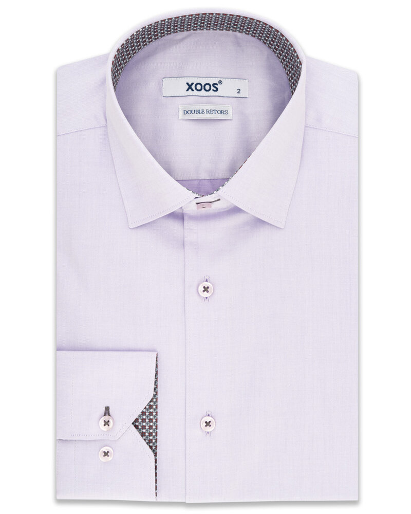 XOOS Chemise homme lavande doublure imprimé mauve et gris (Double Retors)