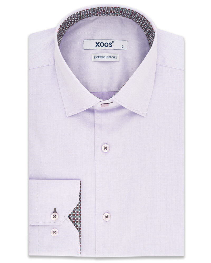 XOOS Lavender men's shirt with mauve and gray printed lining (Double Twisted)