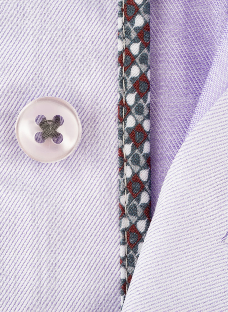 Lavender men s shirt with mauve and gray printed lining Double