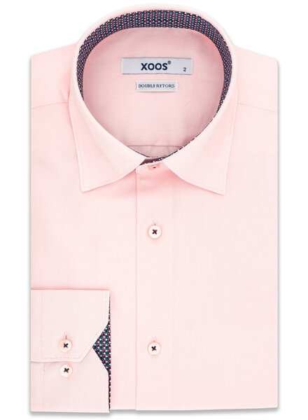 XOOS Men's pink shirt with elbow patches and printed lining (Double twisted)