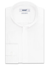 XOOS Men's reversed officer collar white dress shirt (Sateen cotton)