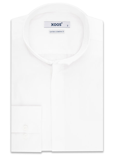 XOOS Men's reversed officer collar white dress shirt (Sateen cotton)