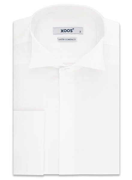 XOOS Men's White tuxedo shirt wing collar (Sateen cotton)