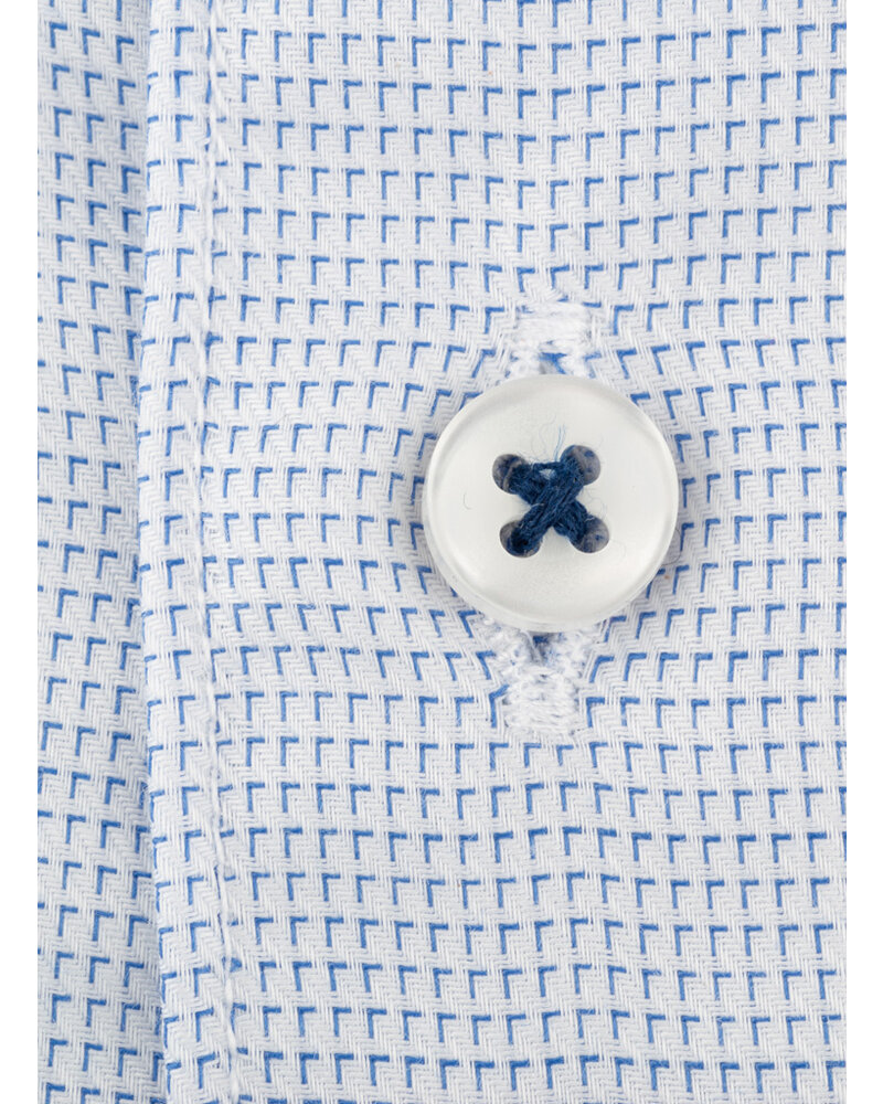 XOOS Men's light blue woven cotton dress shirt and navy lining (Double Twisted)