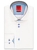 XOOS Men's white double chest buttons dress shirt Lightblue and taupe printed lining